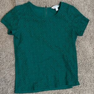 Market & Spruce Emerald Green Lace Short-Sleeve Top